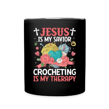 Jésus est mon sauveur Crochet thérapie tricot Garnl - Mug uni - noir - Devant