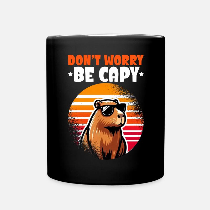 Ne vous inquiétez pas, soyez capy mignon capybara - Mug uni - noir