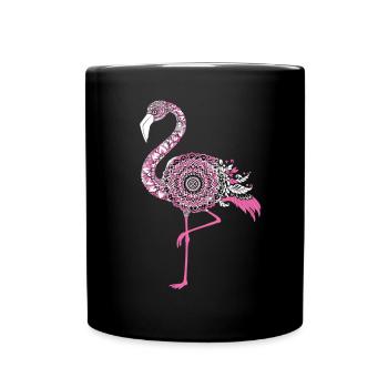 Mandala Flamingo Flamingo Waterfowl Flamingo - Full Colour Mug - black - Front
