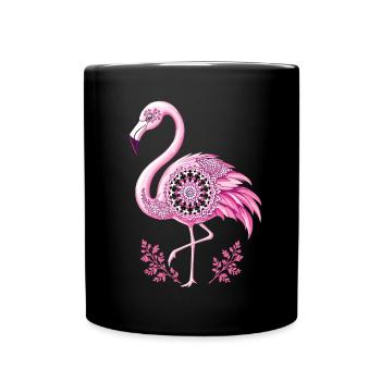 Mandala Flamingo Flamingo Waterfowl Flamingo - Full Colour Mug - black - Front