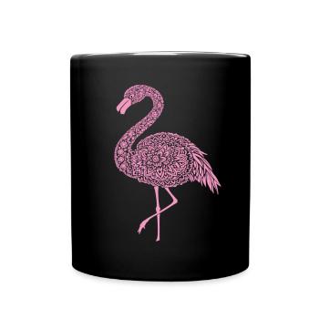 Mandala Flamingo Flamingo Waterfowl Flamingo - Full Colour Mug - black - Front