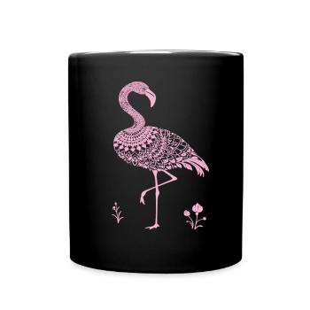 Mandala Flamingo Flamingo Waterfowl Flamingo - Full Colour Mug - black - Front