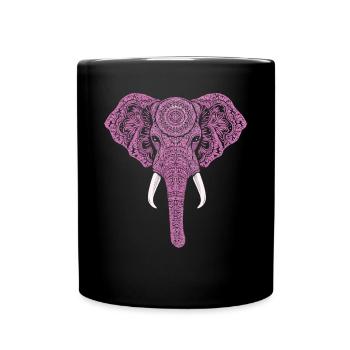 Mandala Elefant Elefanten Spiritueller Mandala - Tasse einfarbig - Schwarz - Vorne