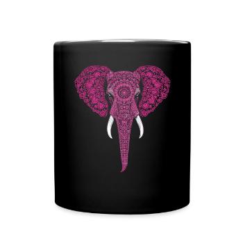 Mandala Elefant Elefanten Spiritueller Mandala - Tasse einfarbig - Schwarz - Vorne