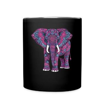Mandala Elefant Elefanten Spiritueller Mandala - Tasse einfarbig - Schwarz - Vorne
