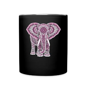 Mandala Elefant Elefanten Spiritueller Mandala - Tasse einfarbig - Schwarz - Vorne
