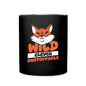 Wild Clever Unstoppable Red Fox Canidae Caninae - Full Colour Mug - black - Front