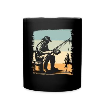 Angeln Angler Fischen - Tasse einfarbig - Schwarz - Vorne
