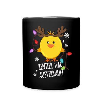 Rentier war Ausverkauft Küken Weihnachten Elch - Tasse einfarbig - Schwarz - Vorne