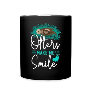Otter Otters Make Me Smile - Full Colour Mug - black - Front