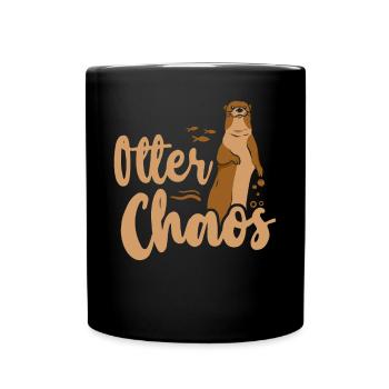 Otter Pun Otter Chaos - Tasse einfarbig - Schwarz - Vorne