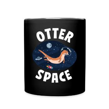 Otter Pun Space Science Astronaut - Full Colour Mug - black - Front