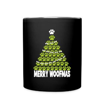 Festliche Frohe Weihnachten Hunde Pfote für - Tasse einfarbig - Schwarz - Vorne