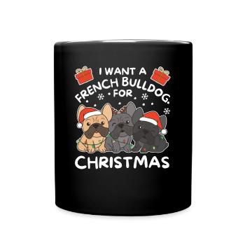 Je veux un bouledogue français pour Noël - Mug uni - noir - Devant
