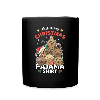 Pyjama de Noël Loutre de Noël - Mug uni - noir - Devant