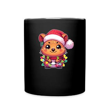 Chapeau de Noël Noël Fées Lumières Quokka - Mug uni - noir - Devant