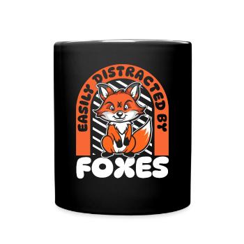 Easily Distracted By Foxes Canidae Caninae Red - Full Colour Mug - black - Front