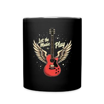 Let the Music Play Guitar Guitar - Full Colour Mug - black - Front
