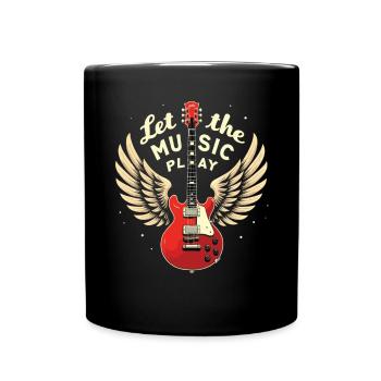Let the Music Play Gitarren Gitarre - Tasse einfarbig - Schwarz - Vorne
