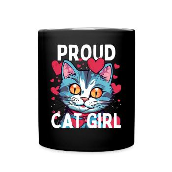 Proud Cat Girl Love Cat Kitten - Full Colour Mug - black - Front
