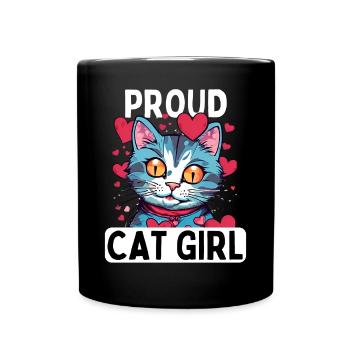 Proud cat lover with kitten and hearts - Full Colour Mug - black - Front