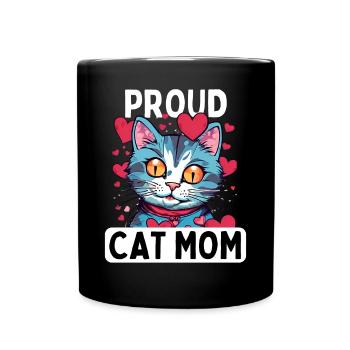 fier amoureux des chats chaton chat maman avec cœur - Mug uni - noir - Devant