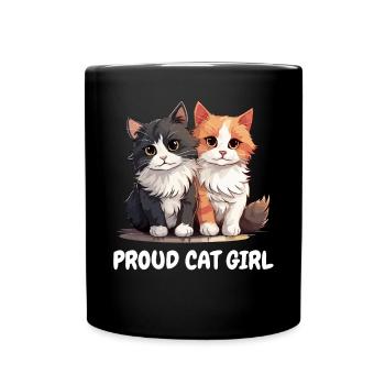 Stolze Katzenmädchen - Lustige Katze Kätzchen - Tasse einfarbig - Schwarz - Vorne