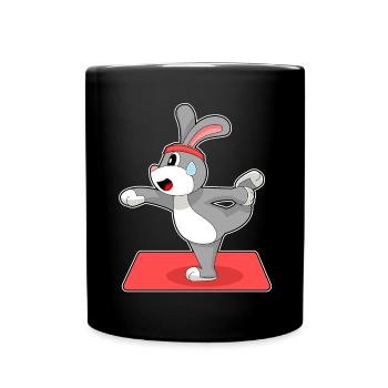 Hase Yoga Fitness Gymnastik - Tasse einfarbig - Schwarz - Vorne