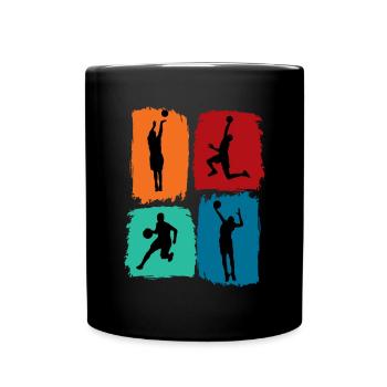 Basketball, Basketballer retro Sport Design - Tasse einfarbig - Schwarz - Vorne