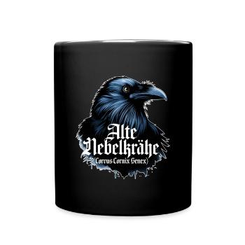 Vieux corbeau à capuchon portrait d’oiseau mystique - Mug uni - noir - Devant