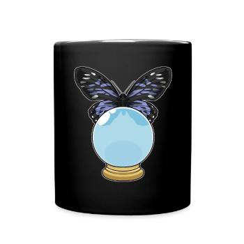 Schmetterling Kristallkugel - Tasse einfarbig - Schwarz - Vorne