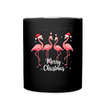 Flamants roses Joyeux Noël Flamingo Weihnachten - Mug uni - noir - Devant