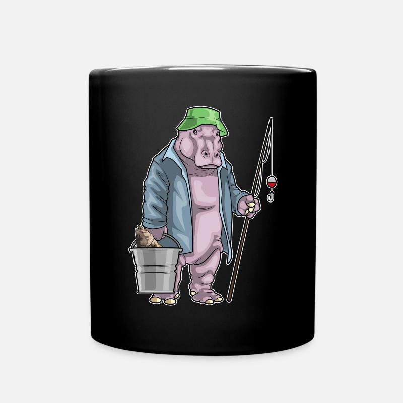 Nilpferd Angler Eimer Angeln - Tasse einfarbig - Schwarz