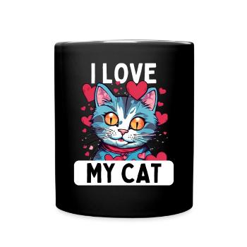 Cat Kitten Cat Lover Funny I Love My - Full Colour Mug - black - Front