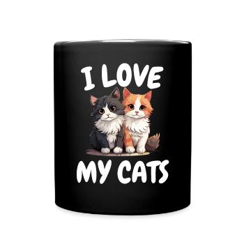 I Love My Cats Funny Kitten For - Full Colour Mug - black - Front