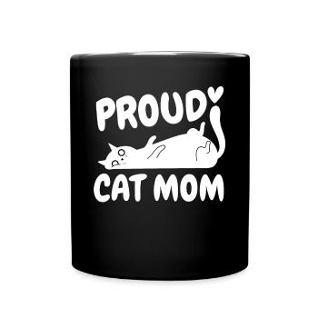Stolze Katzenmama Lustig Katze Kätzchen - Tasse einfarbig - Schwarz - Vorne