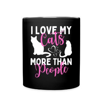 J’aime mes chats plus que les gens drôles - Mug uni - noir - Devant