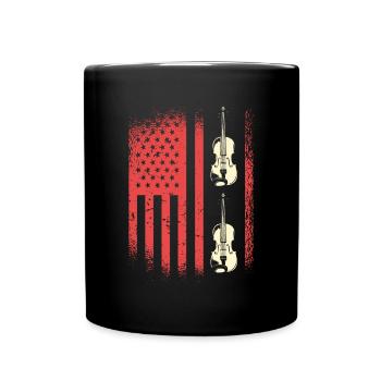 American flag with violins - Full Colour Mug - black - Front