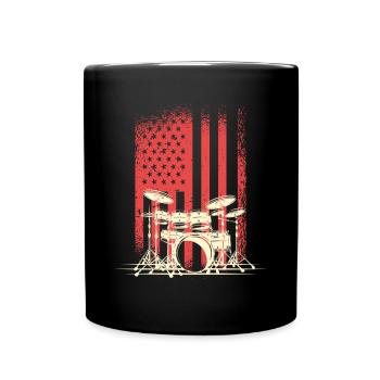 American Flag With Drums Silhouette - Full Colour Mug - black - Front