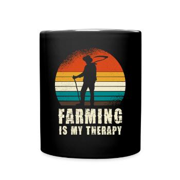 L’agriculture est ma thérapie Agriculteur rétro - Mug uni - noir - Devant