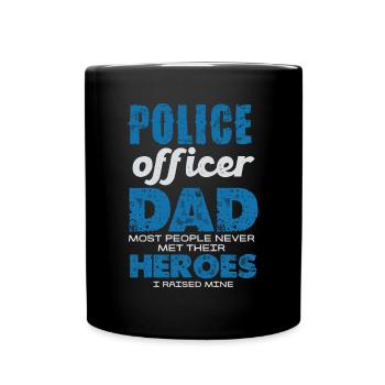 Polizeibeamter Papa Meine Helden - Tasse einfarbig - Schwarz - Vorne