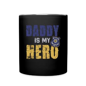 Papa est mon héros Policier - Mug uni - noir - Devant