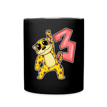 Drei 3 - Nummer 3 - Zahl 3 Geburtstag - Tasse einfarbig - Schwarz - Vorne