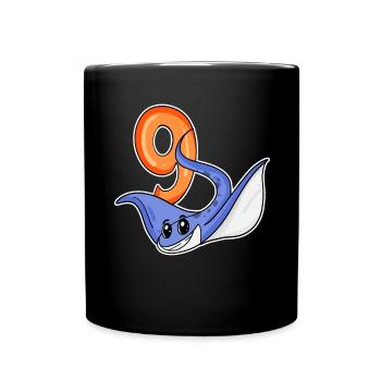9. Geburtstag Motiv Stachelrochen - 9 Jahre - Tasse einfarbig - Schwarz - Vorne
