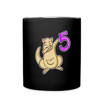 5th Birthday Motif Kangaroo - 5 years - Full Colour Mug - black - Front