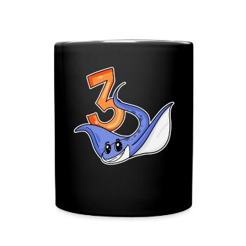 Drei 3 - Nummer 3 - Zahl 3 Geburtstag - Tasse einfarbig - Schwarz - Vorne