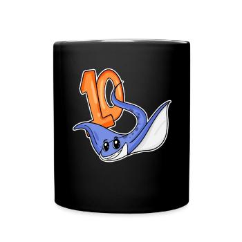 10th Birthday Motif Stingray - ten - 10 years - Full Colour Mug - black - Front