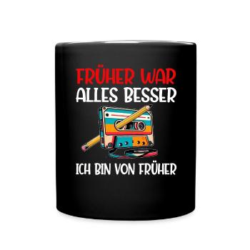 Kassetten Player Mixtape Musik 80er Vintage - Tasse einfarbig - Schwarz - Vorne