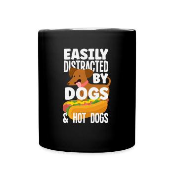 Facilement distrait par les chiens et les hot-dogs - Mug uni - noir - Devant