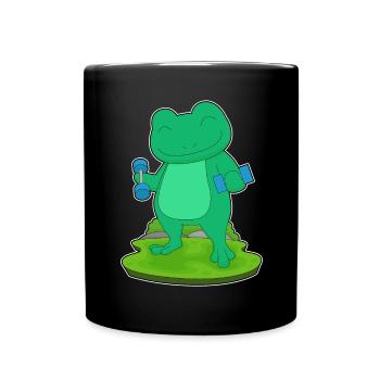 Frosch Bodybuilder Hanteln Bodybuilding - Tasse einfarbig - Schwarz - Vorne
